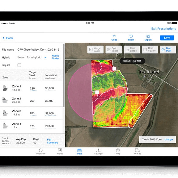 Climate Field View Pro Advanced scripting Yield 2015 Corn